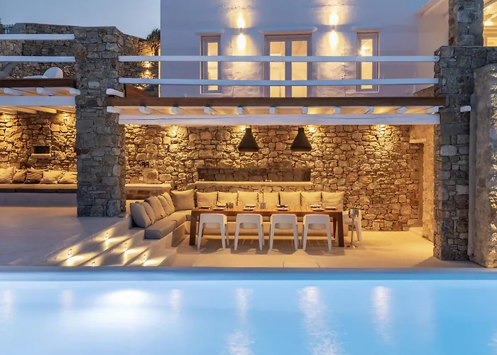 빌라 Actor'S Luxury Villa Mykonos -Prestige Pool & Sea View Mykonos Town
